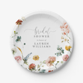 Garden Aquarell Blume Rosa Brautparty Pappteller