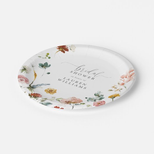 Garden Aquarell Blume Rosa Brautparty Pappteller (Schrägansicht)