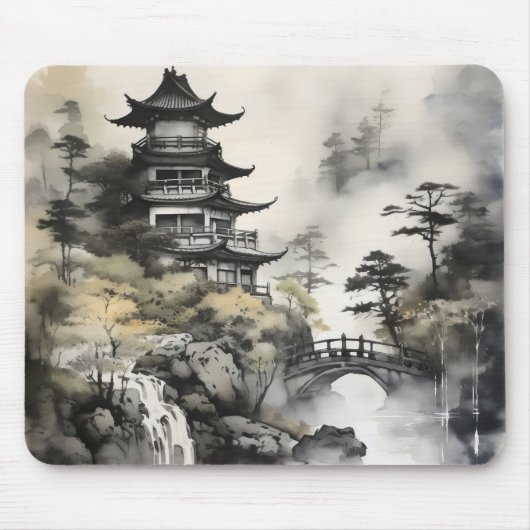 Garden Asian Ink Painting Mousepad (Vorne)