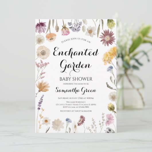 Garden Baby Dusche Einladung (Stehend Vorderseite)