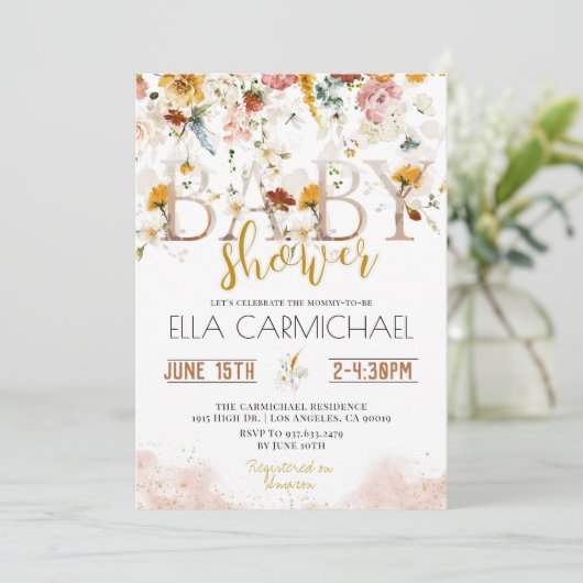 Garden Baby Dusche Einladung (Stehend Vorderseite)