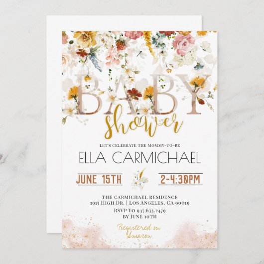 Garden Baby Dusche Einladung (Vorne/Hinten)