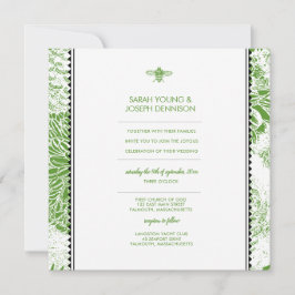 Garden Bee Green Toile Hochzeit Einladung