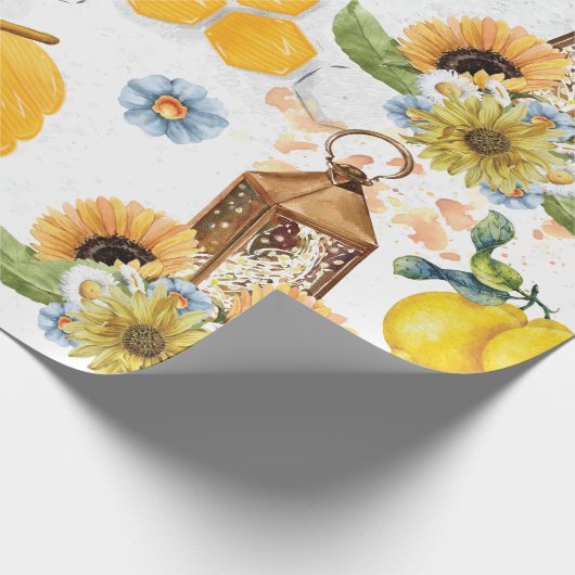 Garden Bee Sonnenblumenmuster Geschenkpapier (Ecke)