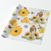 Garden Bee Sonnenblumenmuster Geschenkpapier (Ungerollt)