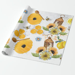 Garden Bee Sonnenblumenmuster Geschenkpapier