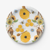 Garden Bee Sonnenblumenmuster Pappteller (Vorderseite)