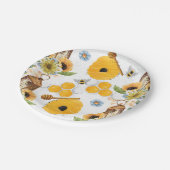 Garden Bee Sonnenblumenmuster Pappteller (Schrägansicht)