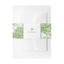 Garden Bee Toile Green Invitation Bly Band