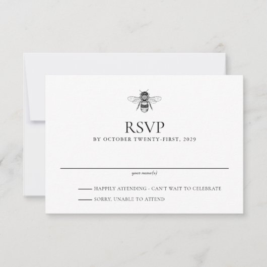 Garden Bee Wedding RSVP Karte (Vorderseite)