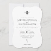 Garden Bee with QR Code Wedding Einladung (Vorderseite)