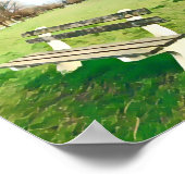 Garden Bench Zitat Blaue Herbstsonne Grünes Gras A Poster (Ecke)