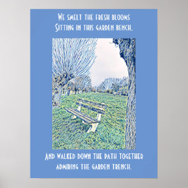 Garden Benz Zitat Blaue Herbstsonne Abstrakte Kuns Poster