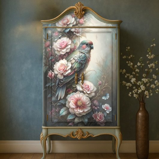 Garden Bird Rose Decoupage Seidenpapier