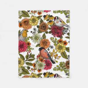Garden birds and flowers 1 fleecedecke