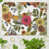 Garden birds and flowers 1 geschirrtuch (Gefaltet)