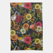 Garden birds and flowers 2 geschirrtuch (Vertikal)
