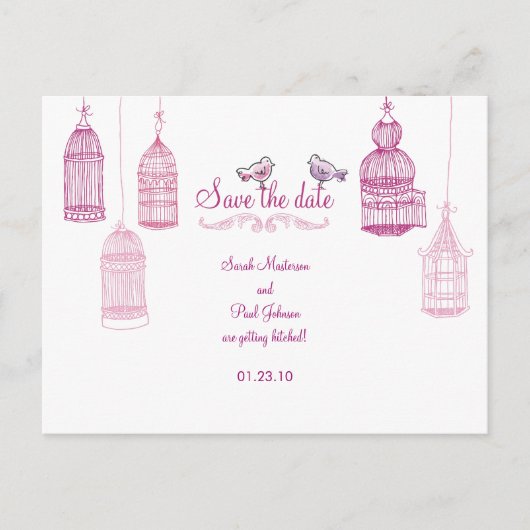 "Garden Birds" Save the Date Postkarte (Vorderseite)