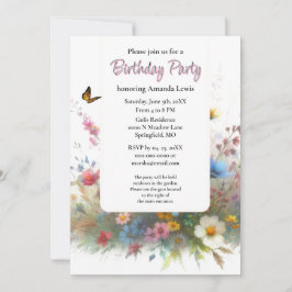 Garden Birthday Party Wildblumen Floral Einladung