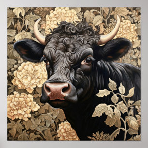 Garden Black Cow Poster
