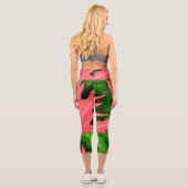 Garden Blätter Herbstmuster Capri Leggings (Rückseite)