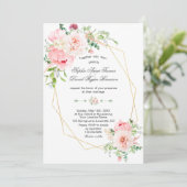 Garden Bloom Blush Blume Goldene Hochzeit Einladung (Stehend Vorderseite)