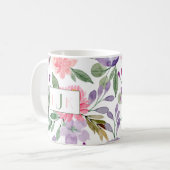 Garden Blooms Aquarellblume Monogramm-Tasse Kaffeetasse (Vorderseite Links)