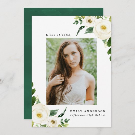 Garden Blooms | Einladungen der Foto Graduation Pa (Vorne/Hinten)