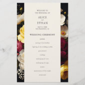 Garden Blooms Elegantes Dark Wedding Programm (Vorderseite)