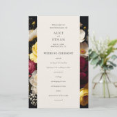 Garden Blooms Elegantes Dark Wedding Programm (Stehend Vorderseite)