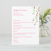 Garden Blooms Hochzeitskarte Menükarte (Stehend Vorderseite)