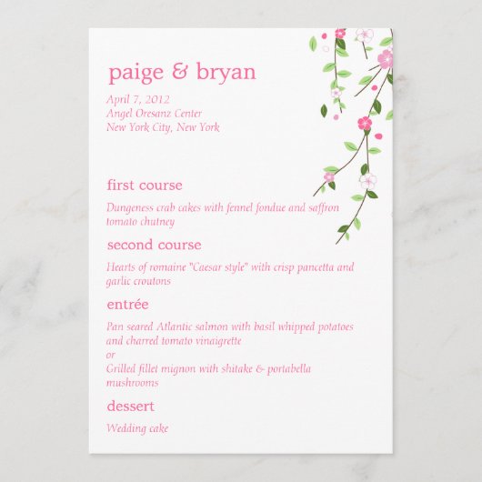 Garden Blooms Hochzeitskarte Menükarte (Vorderseite)