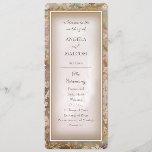 Garden Blooms Hochzeitsprogramm Programm (Vorderseite)