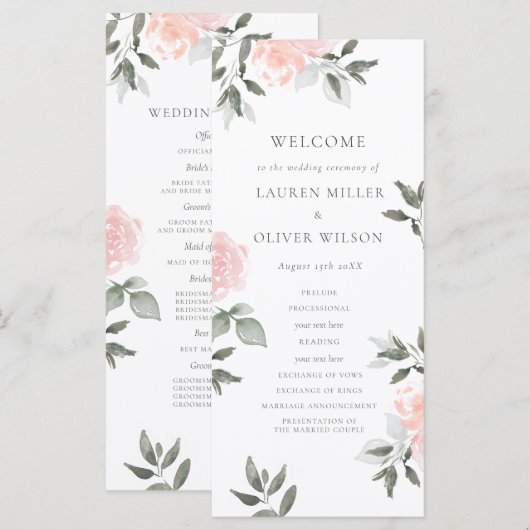 Garden Blooms Hochzeitsprogramm Programm (Vorne/Hinten)