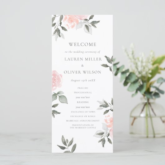Garden Blooms Hochzeitsprogramm Programm (Stehend Vorderseite)