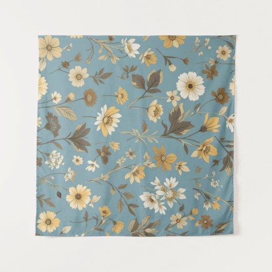 Garden Blue Bloom Wandteppich (Vorderseite (Horizontal))