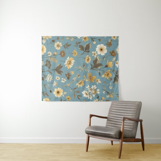 Garden Blue Bloom Wandteppich (Beispiel (Horizontal))