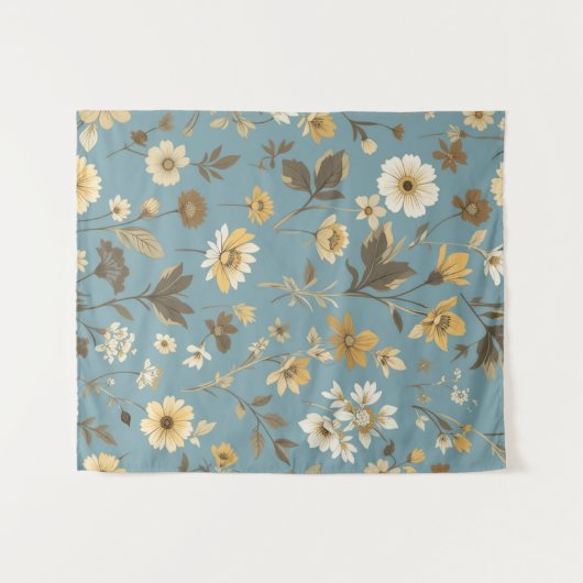 Garden Blue Bloom Wandteppich (Vorderseite (Horizontal))