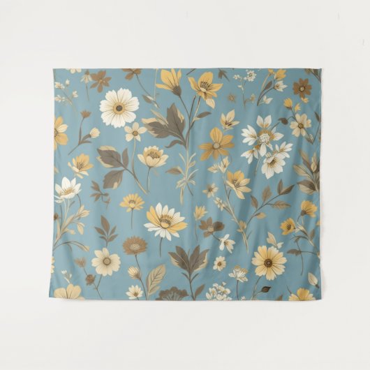 Garden Blue Bloom Wandteppich (Vorderseite (Horizontal))