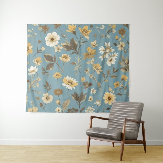 Garden Blue Bloom Wandteppich (Beispiel (Horizontal))