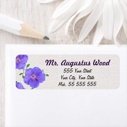 Garden Blue Blume Lila Name auf Weiß (Insitu)