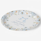 Garden Blue Floral Bridal Shower Pappteller (Schrägansicht)