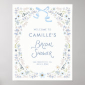 Garden Blue Floral Bridal Shower Welcome Poster (Vorne)