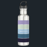 Garden Blues Farbblock Personalisiert Name Edelstahlflasche<br><div class="desc">Dieses farbenprächtige und moderne Design weist ein Farbblockmuster auf,  das lila mit Ihrem personalisierten Namen #waterbottles #personalized gifts ist</div>