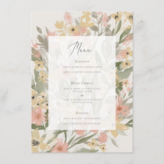 Garden Blüh Menu Card Menükarte (Vorderseite)