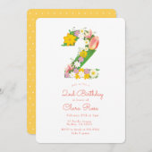 Garden Blume 2. Geburtstag Party Einladung (Vorne/Hinten)