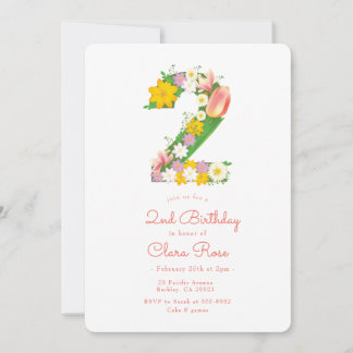 Garden Blume 2. Geburtstag Party Einladung