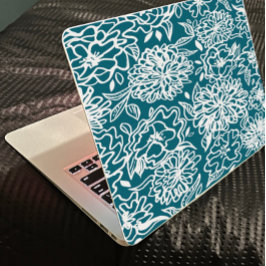 Garden Blume Aquamarin Blau Laptop Aufkleber