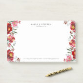 Garden Blume Border Deep Red & Green Post-it Klebezettel (Auf Schreibtisch)