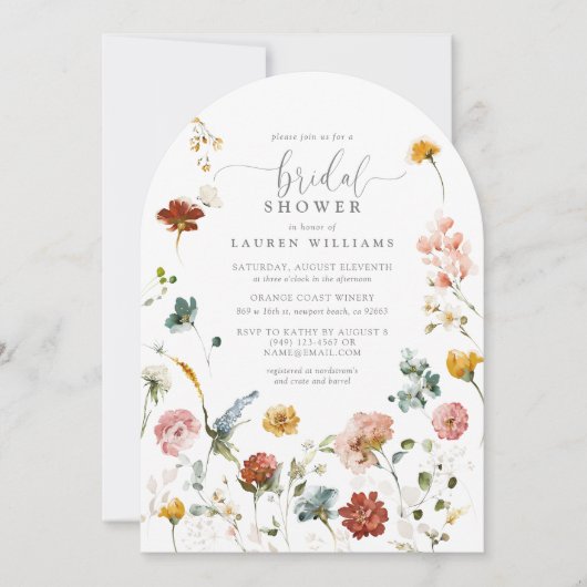 Garden Blume Botanisches Script Brautparty Einladung (Vorderseite)